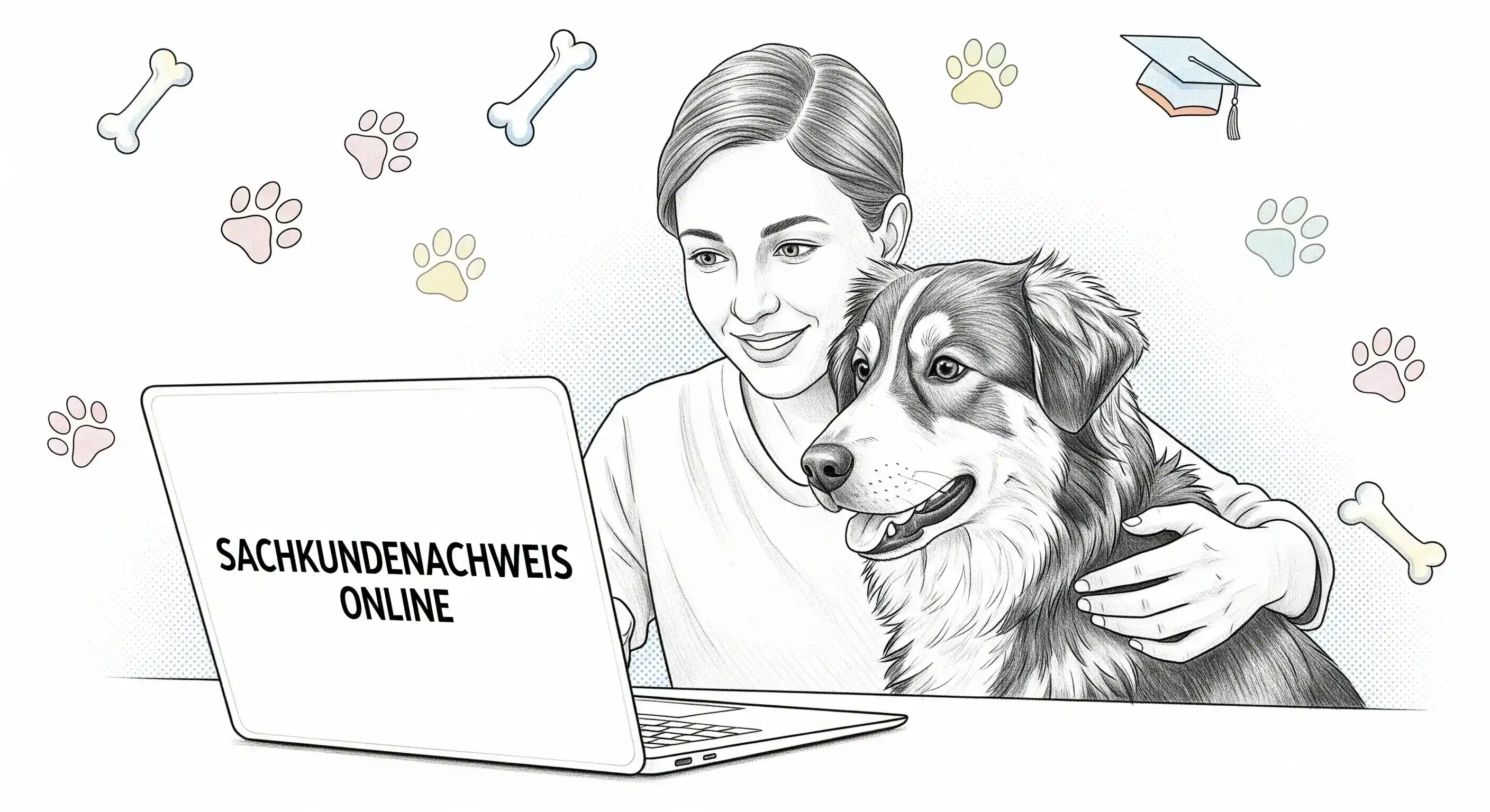 Glücklicher Hund mit Ball auf einer Wiese – Sachkundenachweis online